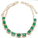 Emerald Octagon Bezel Link Necklace