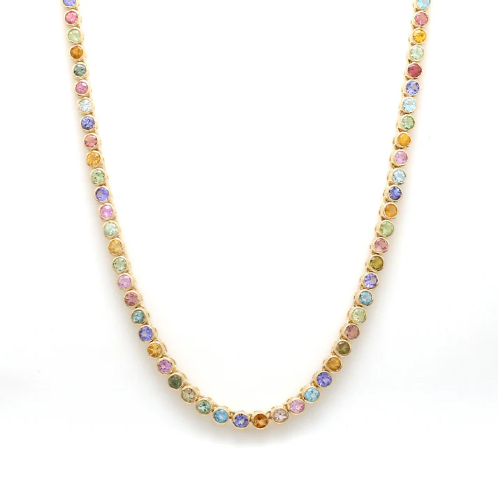 Rainbow Pastel Color Tennis Necklace
