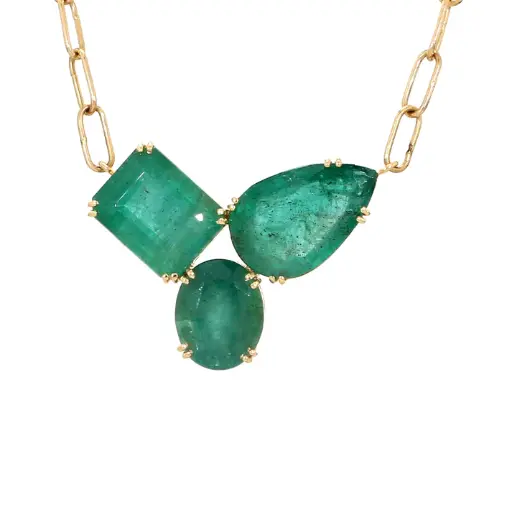 Emerald Octagon Oval Pear Necklace