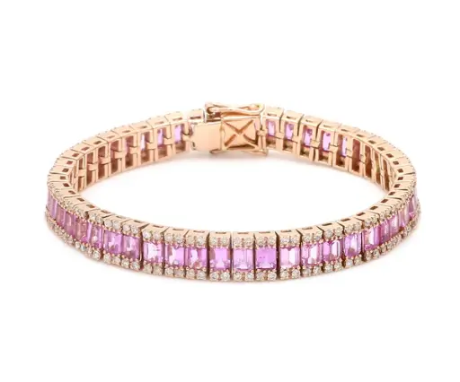 Pink Sapphire & Diamond Octagon Bracelet