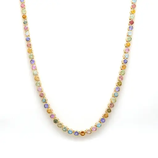 Rainbow Pastel Color Tennis Necklace