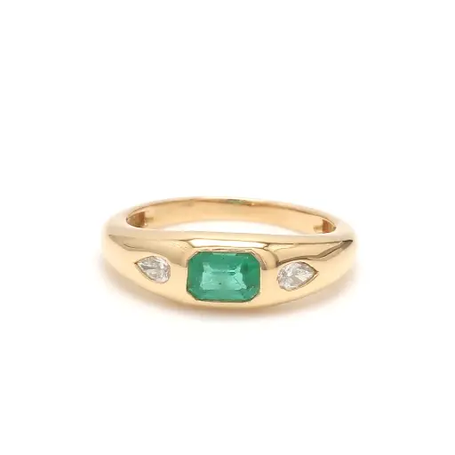 Emerald Octagon & Diamond Chunky Ring