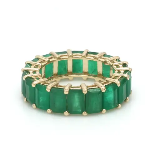 Emerald Octagon Eternity Band Ring