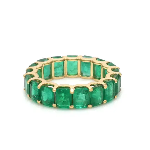 Emerald Octagon U Shape Prong Ring