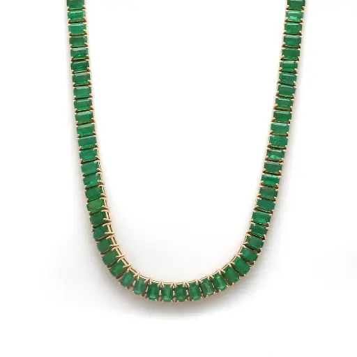 Emerald Octagon Tennis Necklace